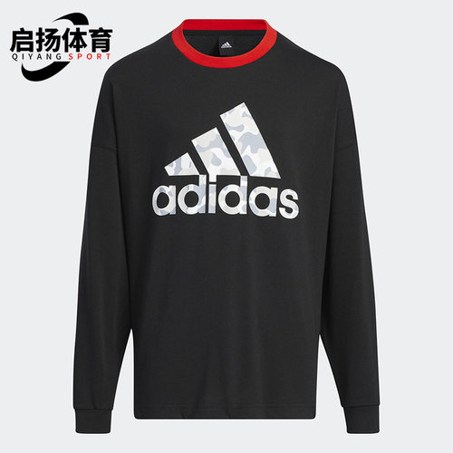 阿迪达斯圆领长袖运动T恤