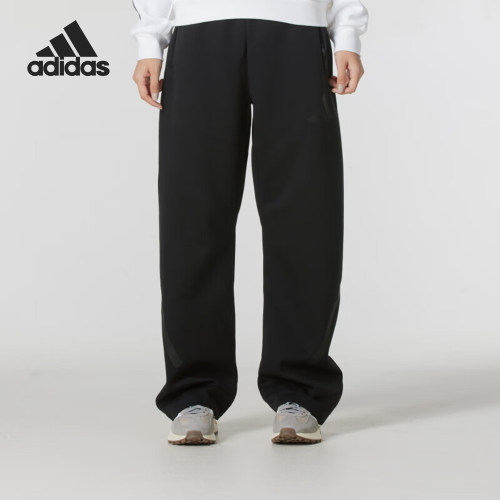 Adidas/阿迪达斯正品新款女士针织宽松直筒运动长裤JE7850