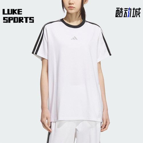 Adidas/阿迪达斯正品2025夏季款女士套头针织透气宽松短袖KB7759