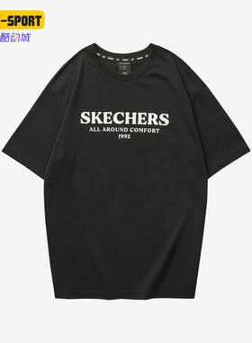 Skechers/斯凯奇正品夏季新款男子简约复古运动短袖T恤 L122M088