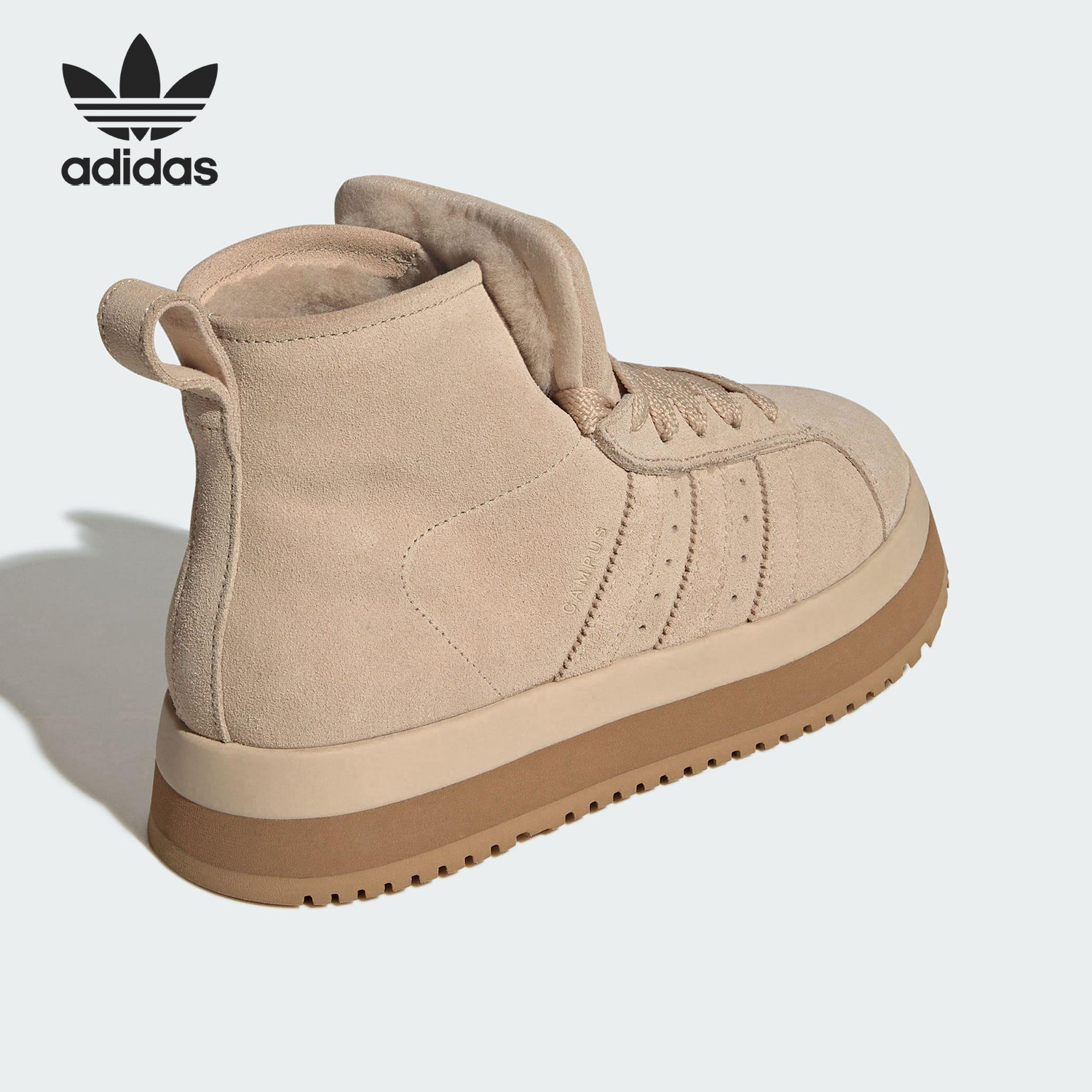 Adidas/阿迪达斯官方正品三叶草女士保暖厚底运动雪地靴JR3735