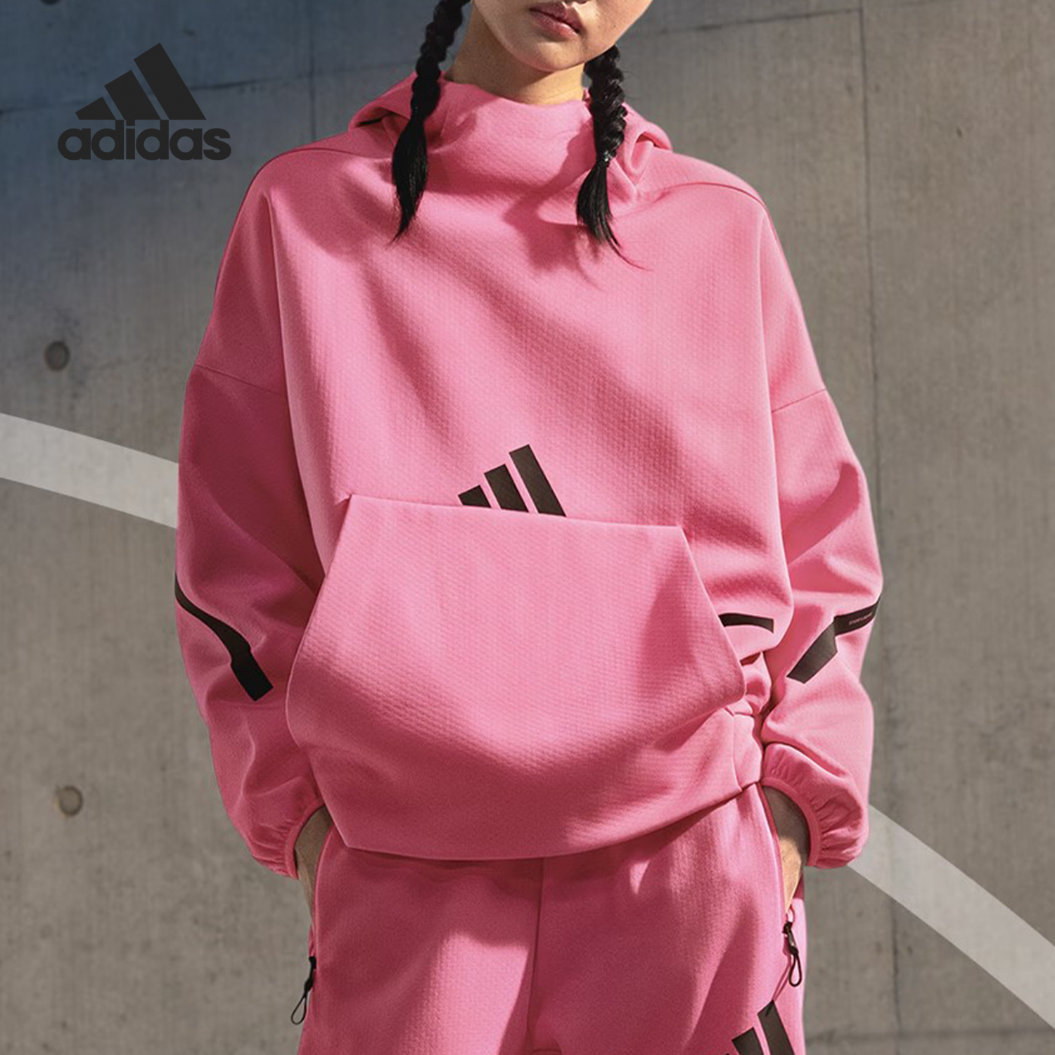 Adidas/阿迪达斯正品W Z N E  OH HD女士轻薄保暖卫衣JD6409