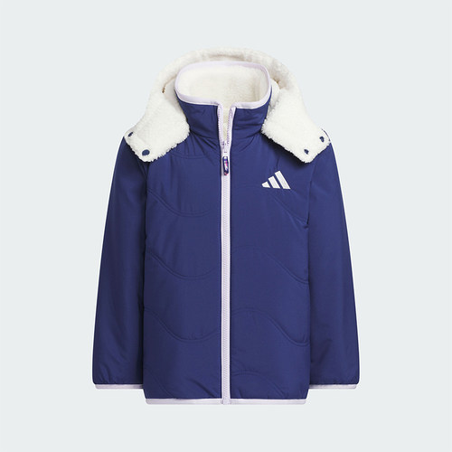 Adidas/阿迪达斯正品冬季小童保暖双面穿时尚休闲连帽棉服JM5836
