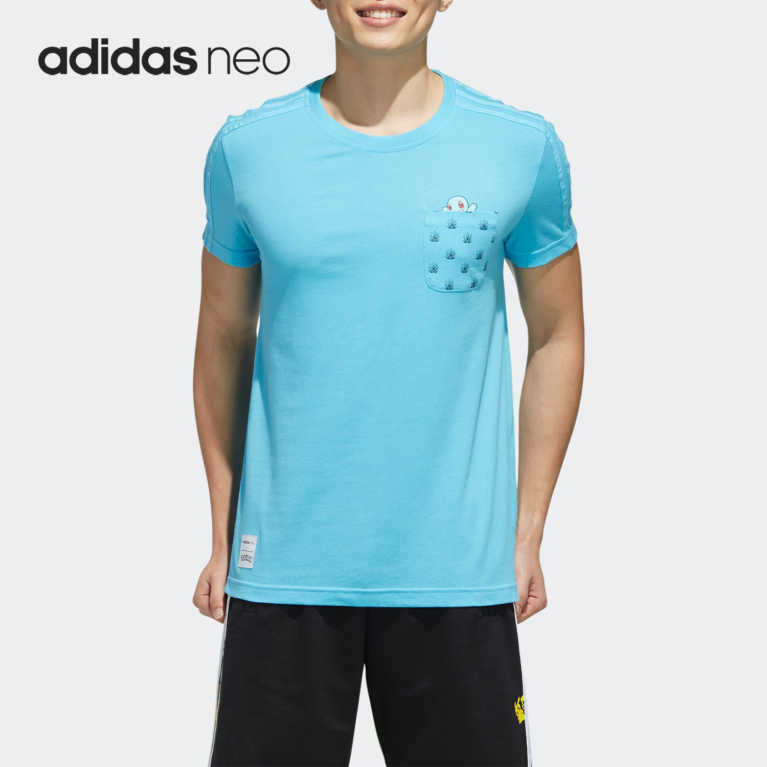 Adidas/阿迪达斯正品 neo小精灵 宝可梦皮卡丘男子短袖T恤 FM0325