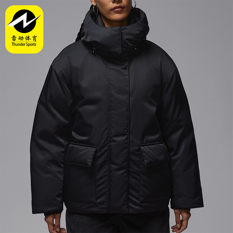 Nike/耐克正品JORDAN女士运动保暖梭织连帽休闲羽绒服HV0361-010