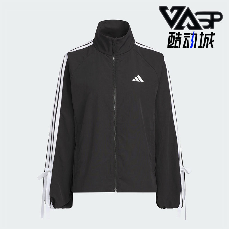 Adidas/阿迪达斯正品DANCE WB 1女士宽松蝴蝶结三条纹外套KT5003