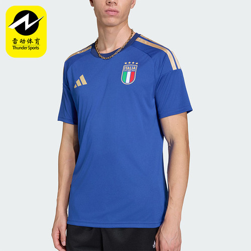 Adidas/阿迪达斯正品新款男蓝金色足球经典运动短袖球衣JY7588
