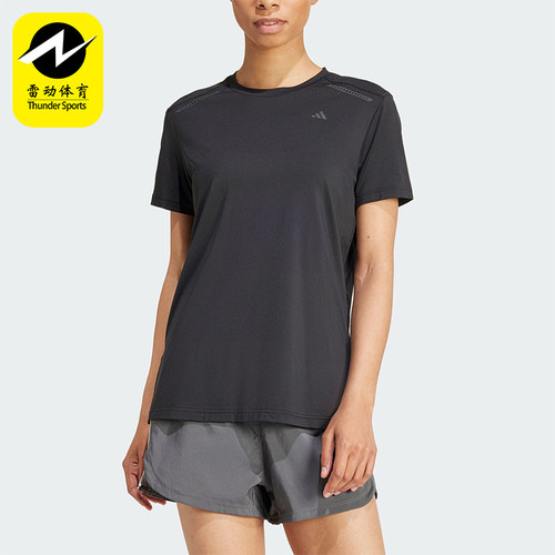 阿迪达斯女士圆领透气运动短袖