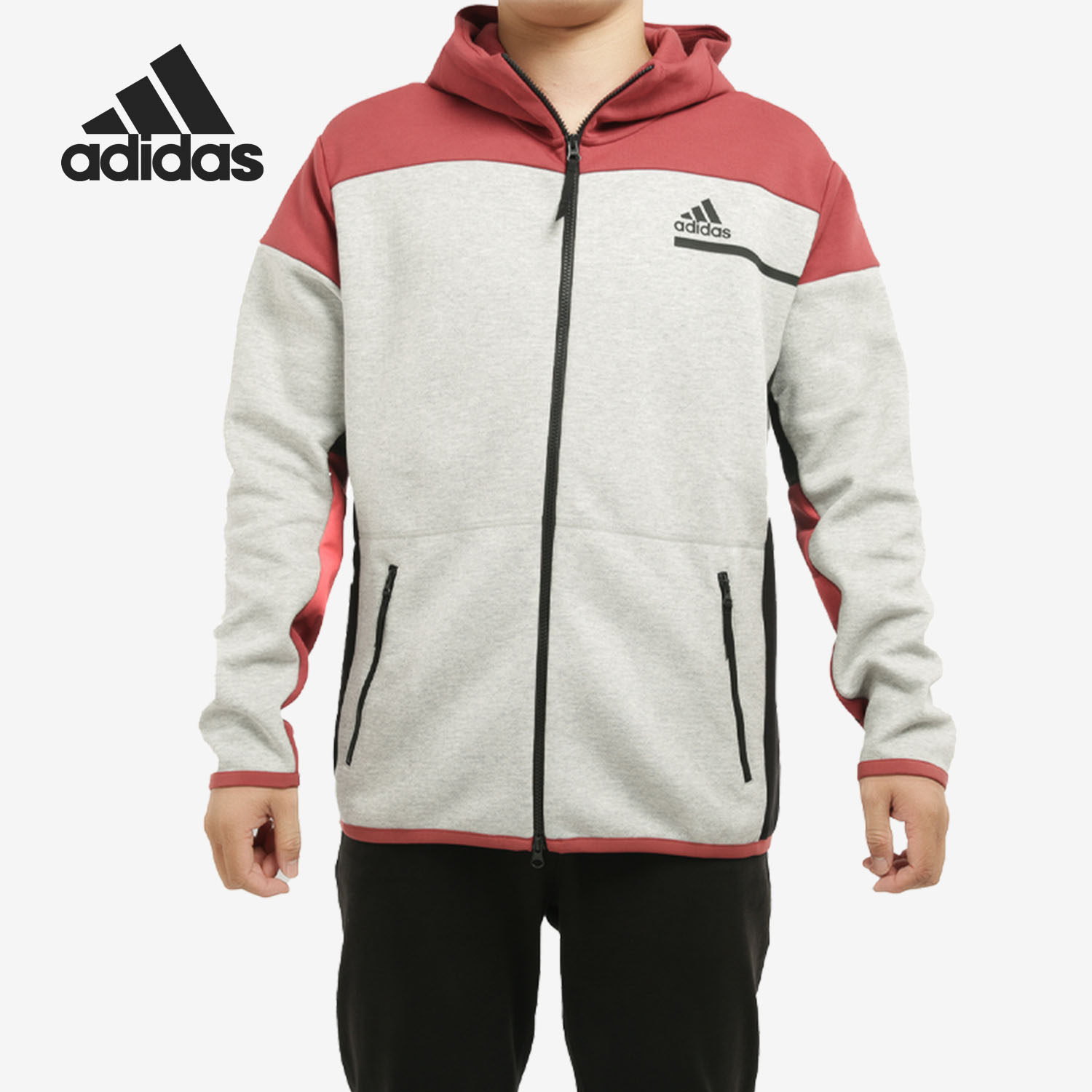 Adidas/阿迪达斯官方正品ZNE FZ 男子连帽运动夹克外套 GM6536