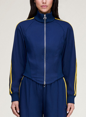Adidas/阿迪达斯正品三叶草新款女蓝黄色经典出行夹克外套KD1485