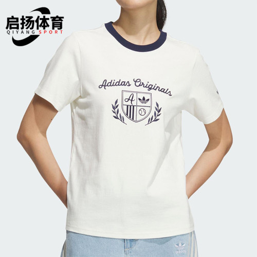 Adidas/阿迪达斯正品三叶草女士经典复古印花运动短袖T恤JM8009