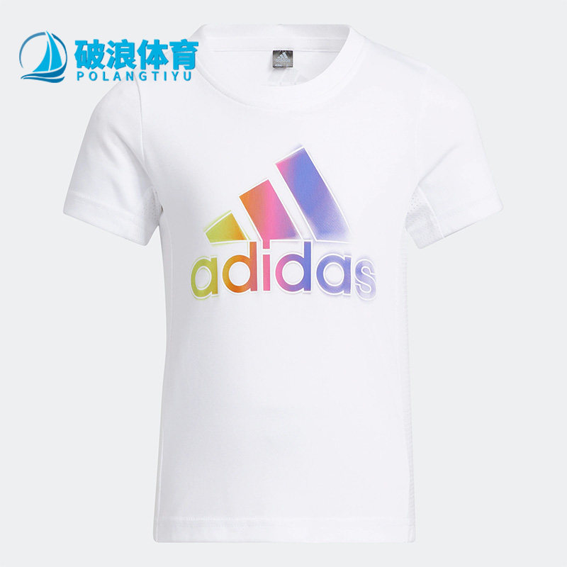 Adidas/阿迪达斯正品2LG COTTON TEE 女童印花运动短袖T恤HE0039,童装/婴儿装/亲子装,T恤,淘宝优惠券,粉丝福利购,淘宝优惠卷