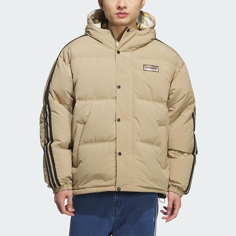 Adidas/阿迪达斯正品三叶草男士运动双面穿连帽保暖羽绒服KF9278