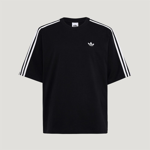 Adidas/阿迪达斯正品三叶草男士针织条纹时尚休闲宽松T恤KG6331