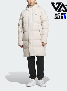 Adidas/阿迪达斯正品2025男女拉链长款连帽梭织运动羽绒服KR0935