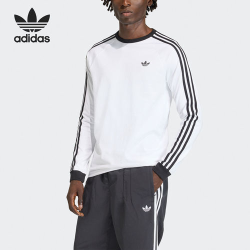 Adidas/阿迪达斯官方正品three stripes男士圆领长袖T恤KE3545
