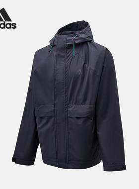 Adidas/阿迪达斯官方正品2026男士休闲梭织连帽加绒夹克KR2495