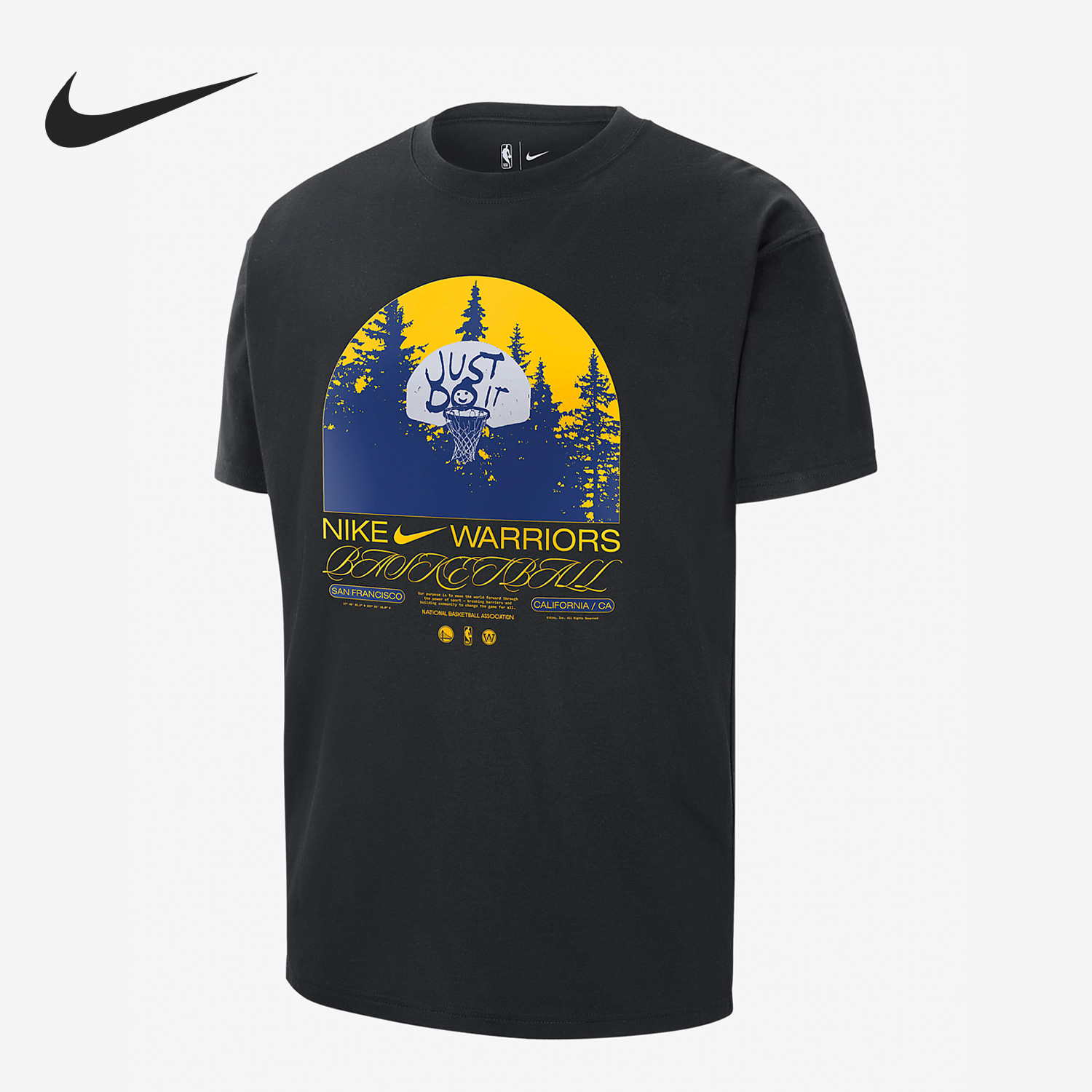 Nike/耐克正品2023新款金州勇士队NBA男子短袖T恤DR6297-010