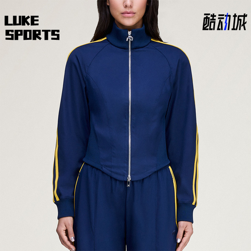 Adidas/阿迪达斯正品三叶草新款女蓝黄色经典出行夹克外套KD1485