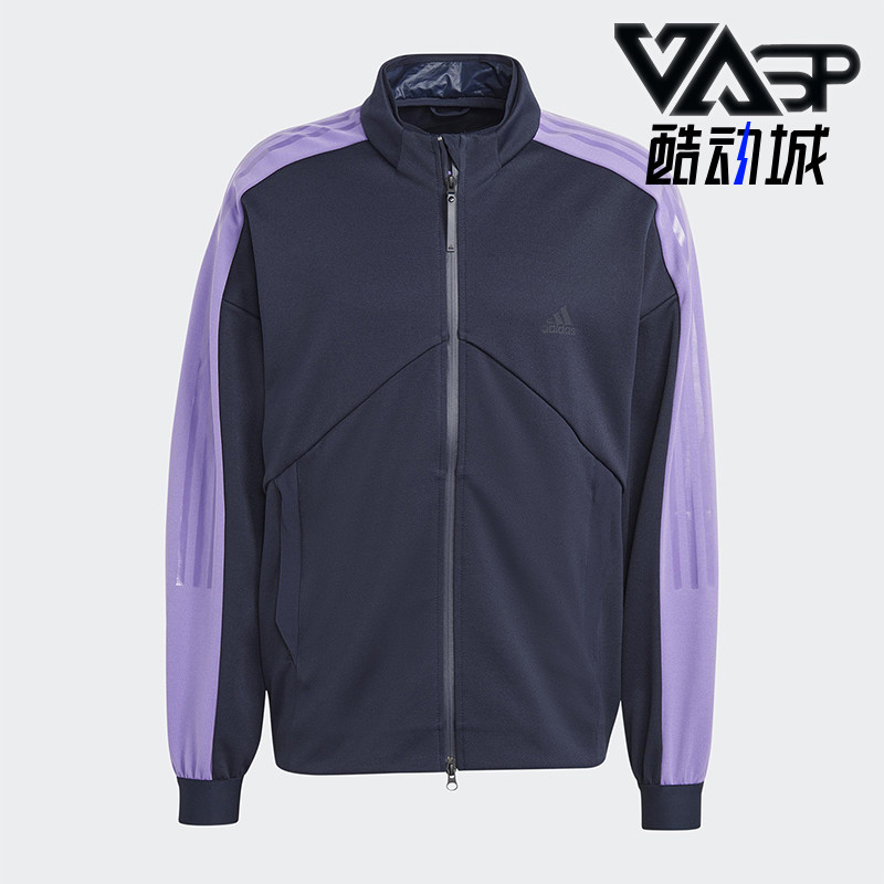 Adidas/阿迪达斯正品新款男黑紫色复古立领经典夹克外套HY4139