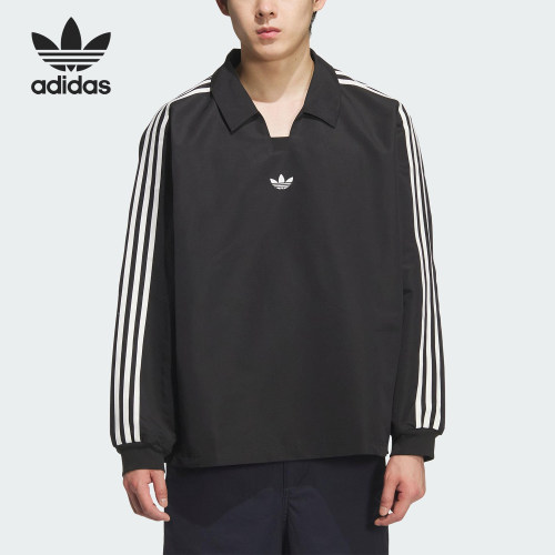 Adidas/阿迪达斯官方正品三叶草男女翻领套头运动宽松长袖KF9602