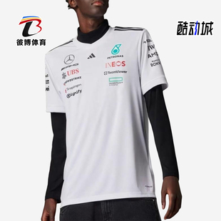 新款 男士 经典 Adidas 简约赛车短袖 夏季 时尚 T恤JX5798 阿迪达斯正品