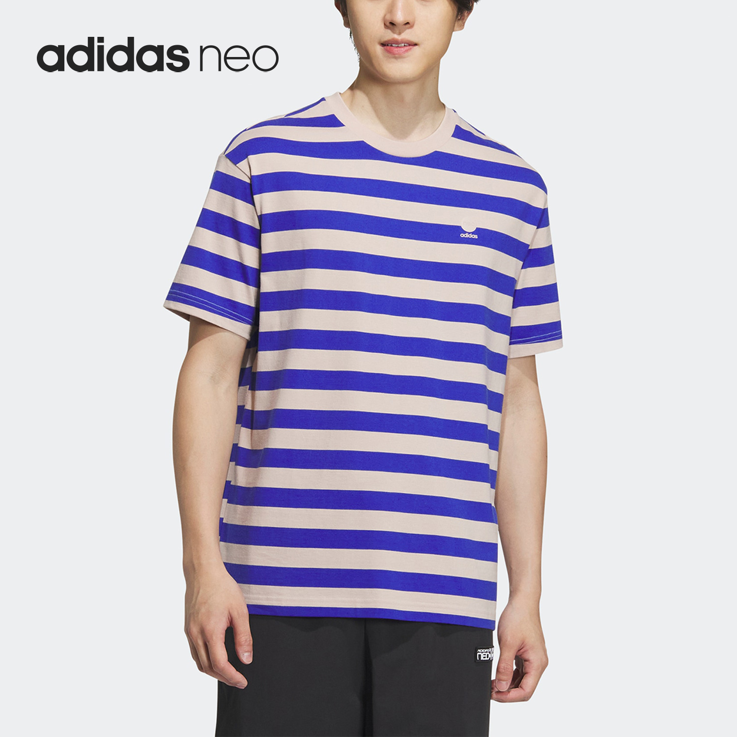 Adidas/阿迪达斯正品NEO条纹新款休闲男女运动短袖T恤IA4976