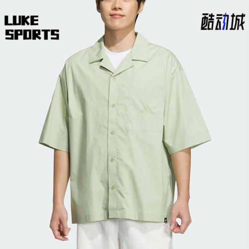 Adidas/阿迪达斯正品夏季男士宽松运动休闲经典翻领衬衫JL6056