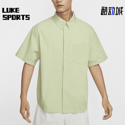 耐克男士系扣短袖衬衫运动T恤