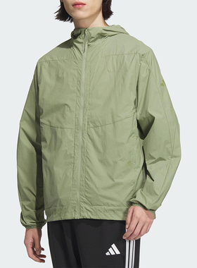 Adidas/阿迪达斯正品2025男士梭织透气经典连帽运动夹克JZ8403