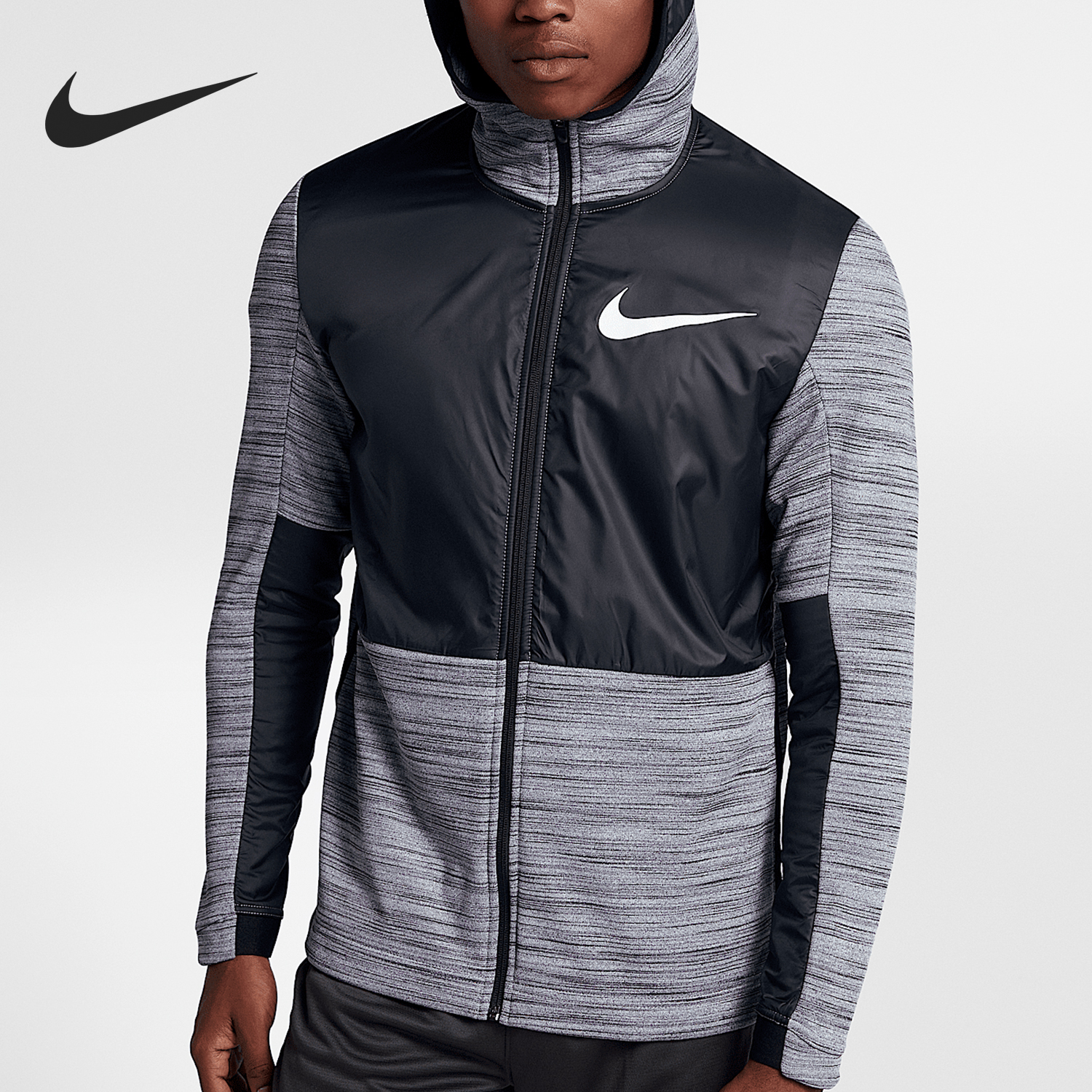 Nike/耐克正品运动男士拼接简约针织连帽夹克外套857045-010