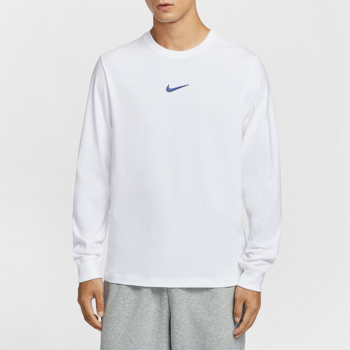 Nike/耐克正品2025男士休闲圆领简约宽松针织长袖T恤HV1771-100