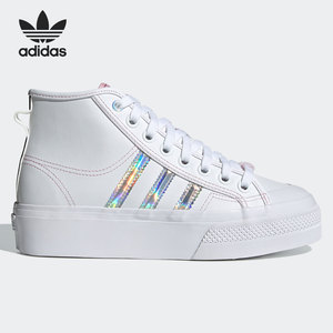 Adidas/阿迪达斯正品三叶草春季女子高帮厚底运动休闲板鞋 H01566
