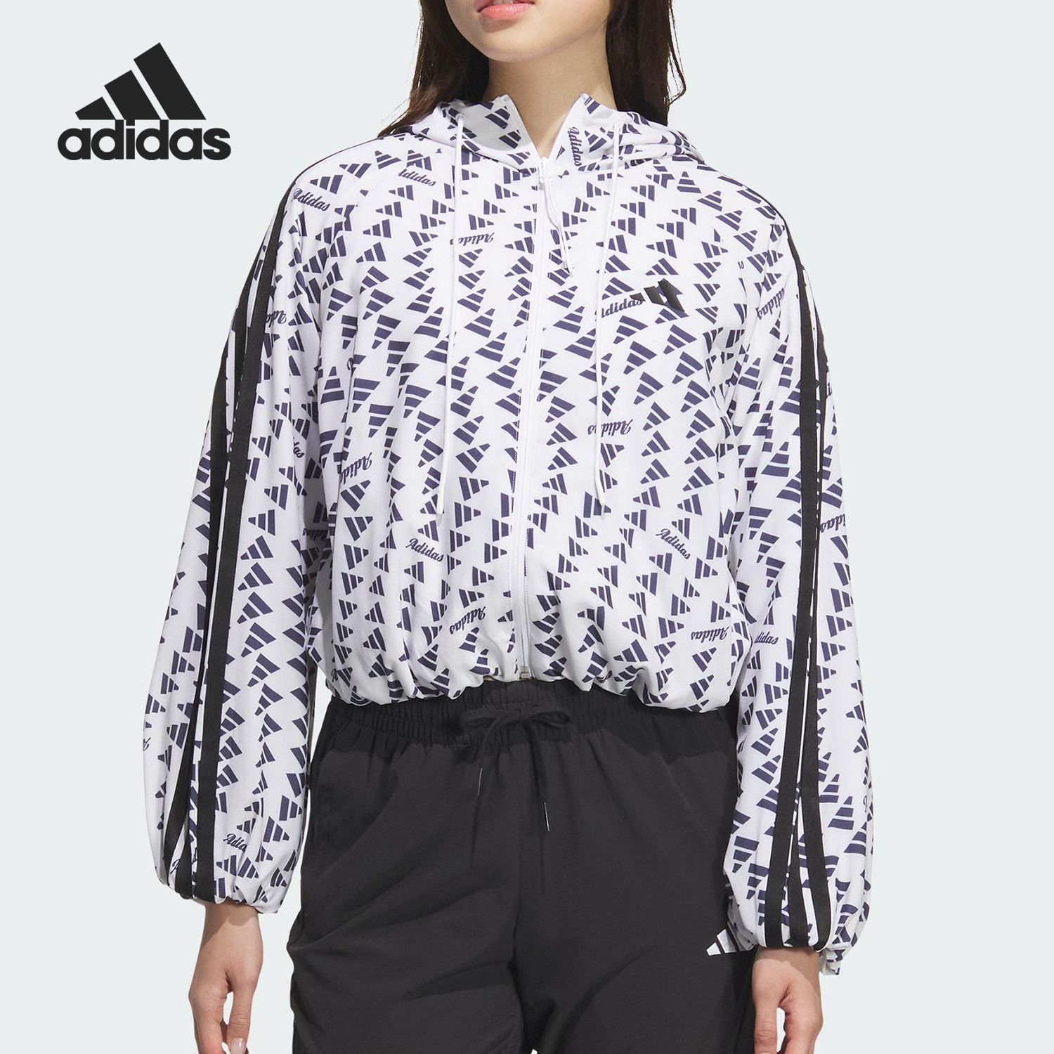 Adidas/阿迪达斯官方正品2025夏季款女士日常印花梭织外套KB7762