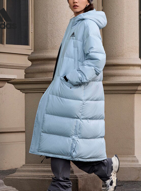 Adidas/阿迪达斯正品新款男女防泼水长款连帽羽绒服JW6742