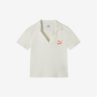 Puma/彪马正品当季新款女士V领日常运动短袖POLO衫626863-65