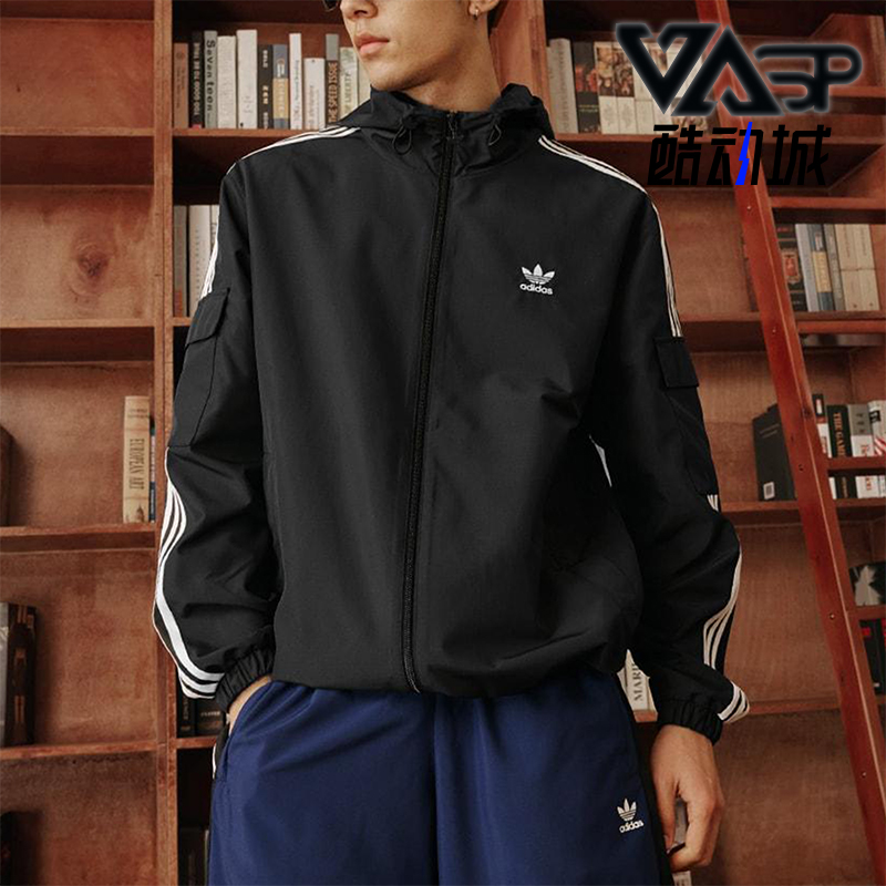 Adidas/阿迪达斯正品三叶草男女拉链经典运动连帽夹克外套KB1945