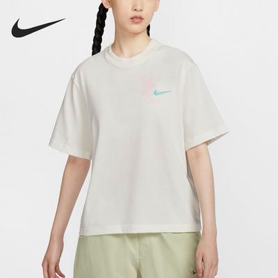 Nike/耐克正品2024新款女士圆领简约刺绣短袖T恤HM4581-133