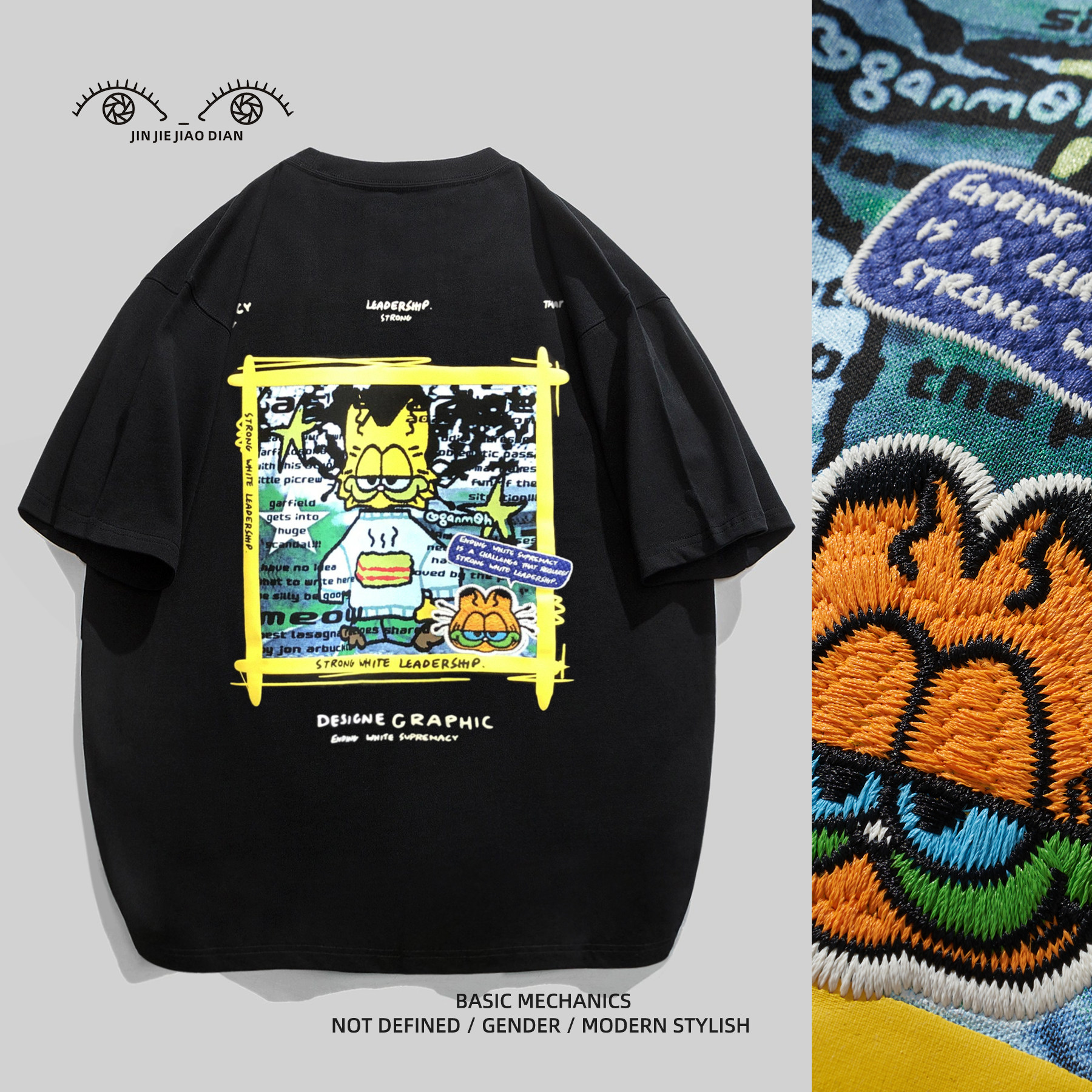 智利艺术家camille彩绘卡通涂鸦潮牌短袖t恤男美式半袖体恤情侣装