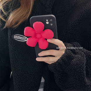 iphone15pro韩国小众14max羽绒服小花朵11全包手机壳13苹果12适用简约高级感防摔软壳镜头黑色个性创意保护套