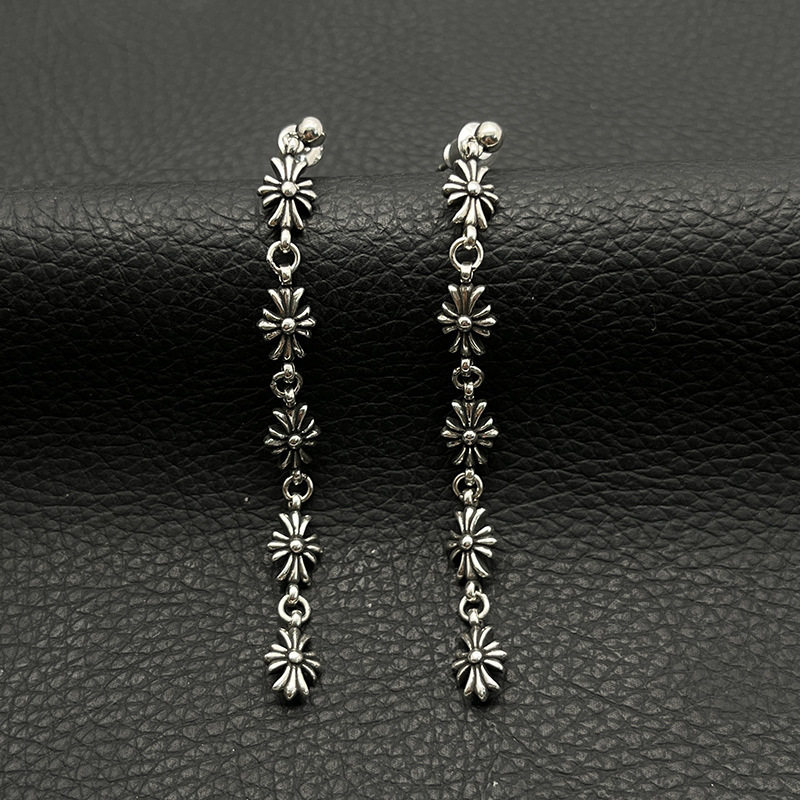 s925纯银高级感复古做旧十字花流苏耳钉男女复古十字架耳环经典款,饰品/流行首饰/时尚饰品新,耳环,淘宝优惠券,粉丝福利购,淘宝优惠卷