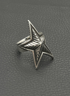 s925纯银高级感纳瓦霍五角星戒指男余文乐同款cody sanderson指环