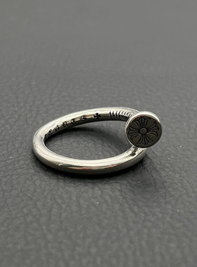 s925纯银高级感复古钉子开口戒指男女欧美嘻哈个性指环经典情侣款