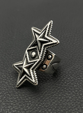 s925纯银高级感复古纳瓦霍双叠星戒指男cody sanderson指环经典款