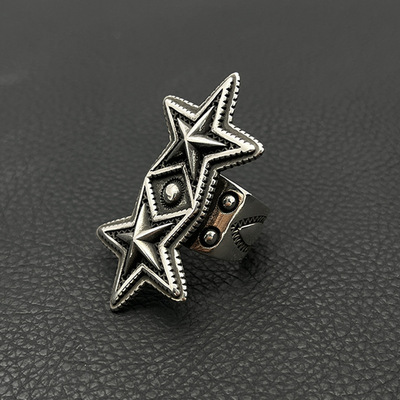 s925纯银高级感复古纳瓦霍双叠星戒指男cody sanderson指环经典款