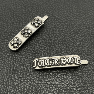 s925纯银高级感复古做旧十字花发夹女欧美小众个性气质朋克风发饰