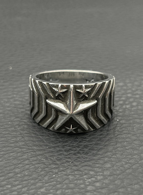 s925纯银高级感复古波纹星星戒指男女五角星cody sanderson风格男