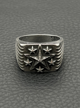 s925纯银高级感复古印章戒指男五角星cody sanderson风格霸气指环