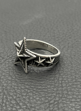 s925纯银高级感复古三连星星戒指男五角星cody sanderson风格指环