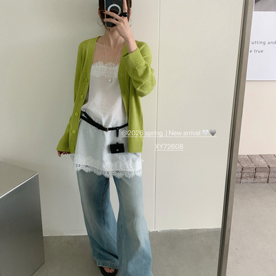 甜甜家26年春款轻奢氛围感韩系休闲长袖针织开衫XY-72680